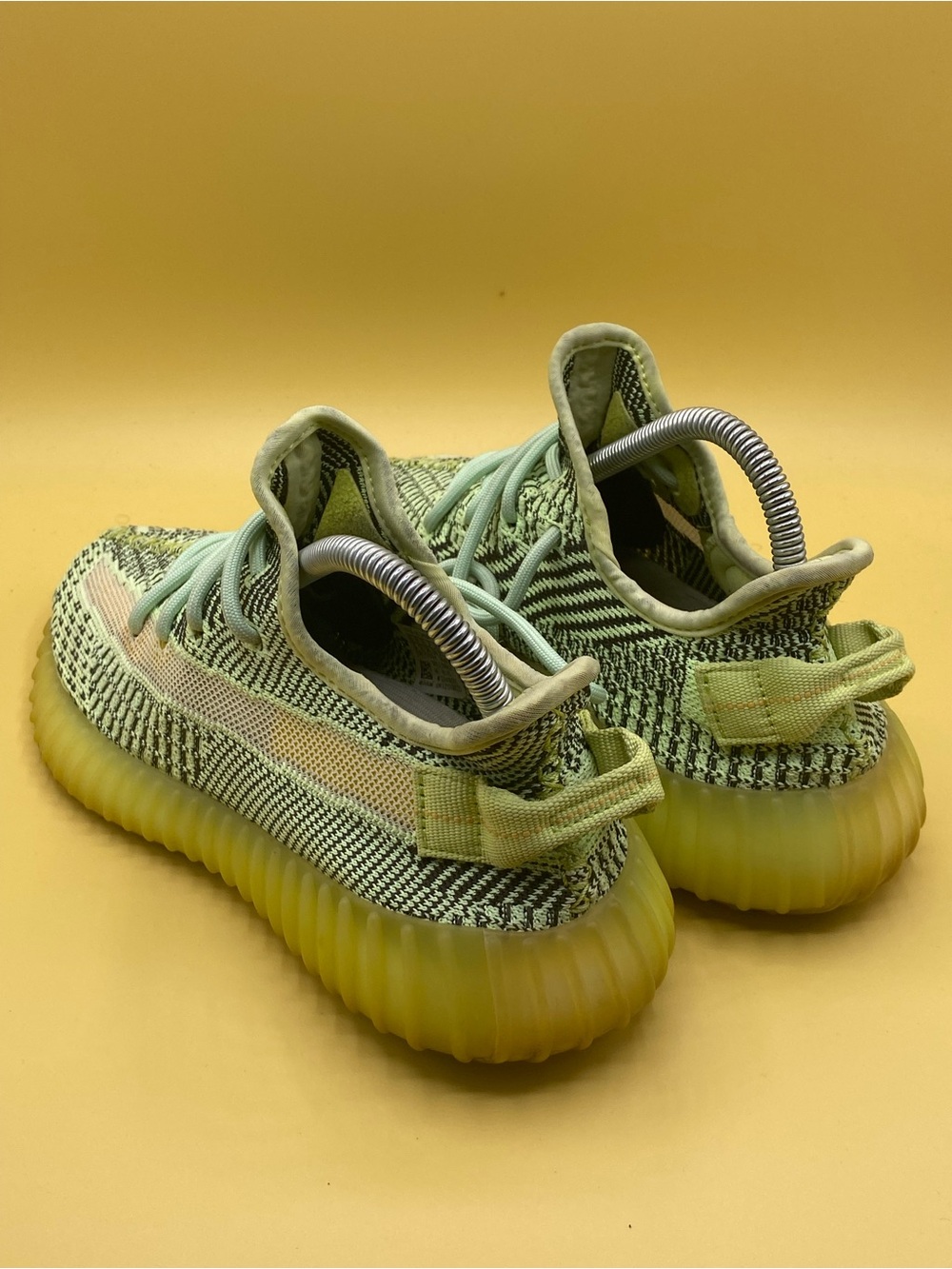adidas Yeezy Boost 350 V2 Glow Green and Yellow Sneakers - Picture 3 of 4